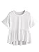 ROMWE Women's Loose Ruffle Hem Short Sleeve High Low Peplum Blouse Top White Small