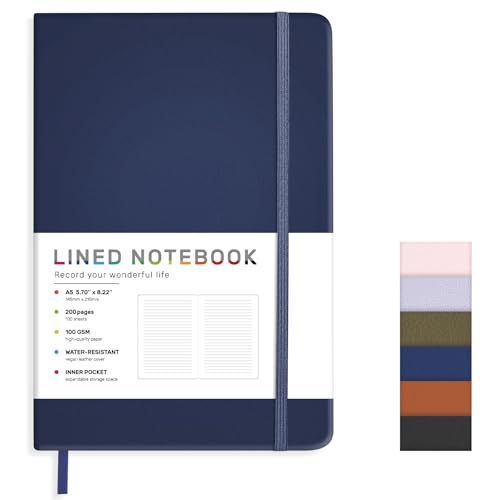 Lined Journal Notebook for Women Men, 200 Pages A5 Hardcover...
