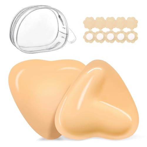 Image of LAZYROSY Double Sided Sticky Invisible Push up Silicone Bra Ultra Boost Inserts Pads Reusable Push Up Lift Self Adhesive Bra Pads for Bikini Swimsuit (Orange, A)