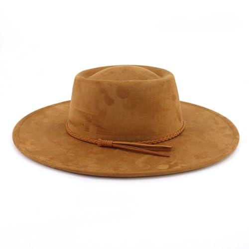 Image of LIDHAY Wide Brim Fedora Hat for Men Women Big Rancher Felt Hat Pork Pie Jazz Hat