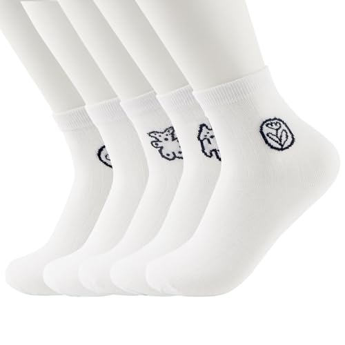 Image of Ankle Socks For Women, White Ankle Socks Women, Soft Moisture-Wicking Socks, Available Womens Socks, Ideal For Travel, Work, Indoor Outdoor Activities, All Four Seasons 5 Pairs
