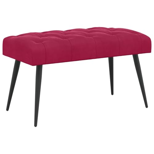 vidaXL Banc avec capitonnage Bouton Bordeaux 80 x 40 x 46 cm Velours, Banc Contemporain, rembourré capitonné, avec Pieds en métal, Style Minimaliste en...