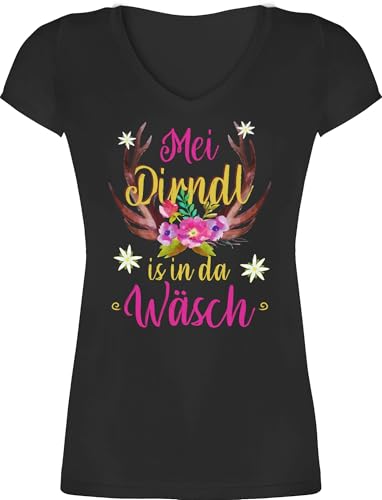 T-Shirt Damen V Ausschnitt - Kompatibel mit Oktoberfest - MEI Dirndl is in...