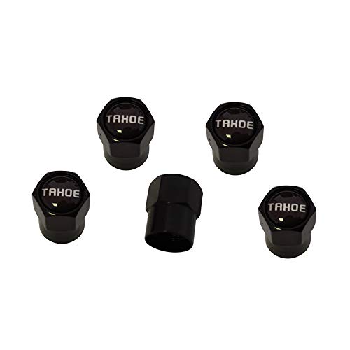 chevy tire valve covers - PD Store 5pcs Car SUV Truck Van Tire Valve Stem Caps Black Cover External Tire Accessories for Chevy Chevrolet Tahoe LS LT Full Size SUV