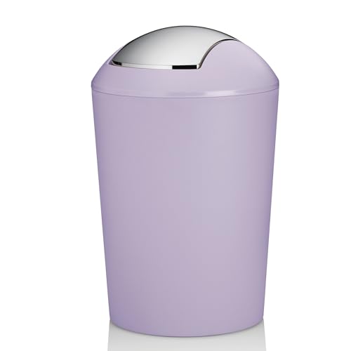 kela Marta - Petite poubelle de salle de bain - Avec couvercle basculant - En plastique - Violet pastel mat - 1,7 l