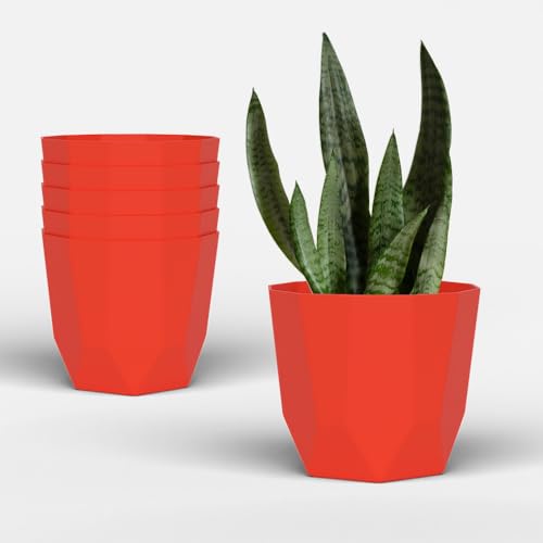 Image of YUCCABE ITALIA SHERA Hexa Plastic Planter Pot for Plants | Decorative Flower Pot | UV Protected Lightweight Indoor Outdoor Gamla for Home Decor, Balcony, Garden & Living Room