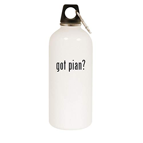 got pian? - 20oz Stainless Steel White Water Bottle with Carabiner, White