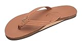 Women's Rainbow Two Tone Flip Flop Sandals Tan / Brown Large