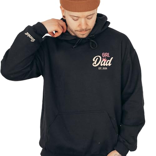 coreus Custom Girl Dad Hoodie for Men Dad Sweatshirt for Dad From Daughter New Daddy Gifts First Time Dada Birthday Crewneck Multi