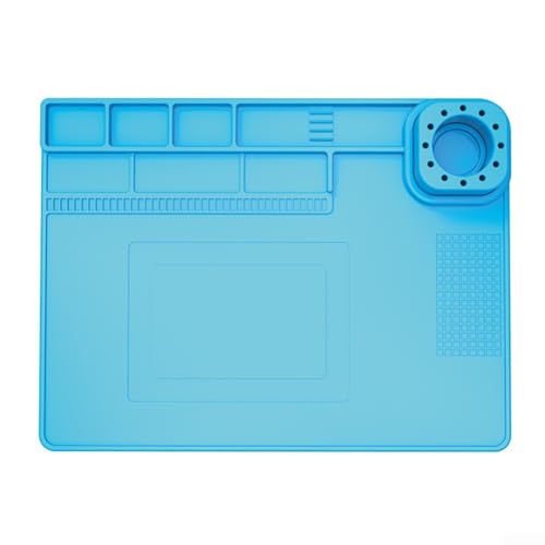 TE-722 Heat Resistant Silicone Soldering Mat For Safe Brazing And Soldering Tasks On Electronic Devices Including Laptops And Gadgets(Blue)