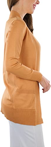 Image of ToBeInStyle Women's Long Sleeve Rib Banded Open Sweater Cardigan