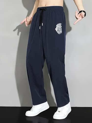 Image of Samfor Track Pant for Men | Loose Fit Super Stretchable Track Pant for Man with Bold Lion Design | Stylish Lower for Men