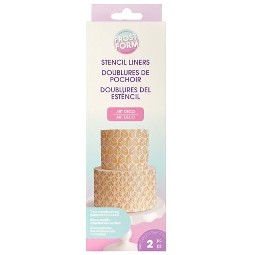 Frost Form Stencil Liners, 2 Pack (Art Deco) | Cake Decorating with Intricate Patterns | Designed for Use with Frost Form Starter + Kit (6 inch and 8 inch)