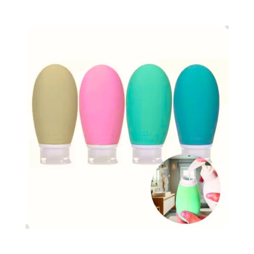 Kit Viagem 4 Frascos Silicone Creme Shampoo Perfume 4 Dispenser Silicone Viagem Portátil Porta Shamp