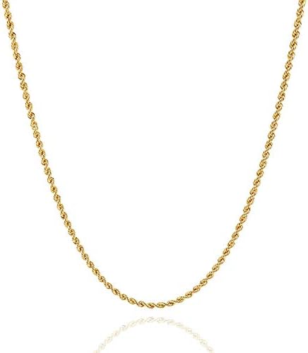 Jewelry Atelier Gold Chain Necklace Collection - 14K Solid Yellow Gold Filled Rope Chain Necklaces for Women and Men with Different Sizes (2.1mm, 2.7mm, or 3.8mm)