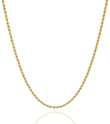 Jewelry Atelier Gold Chain Necklace Collection - 14K Solid Yellow Gold Filled Rope Chain Necklaces for Women and Men with Different Sizes (2.1mm, 2.7mm, or 3.8mm)