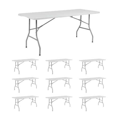 THINIA HOME MegaPack 10 Mesas Plegables 180cm Rectangulares Catering