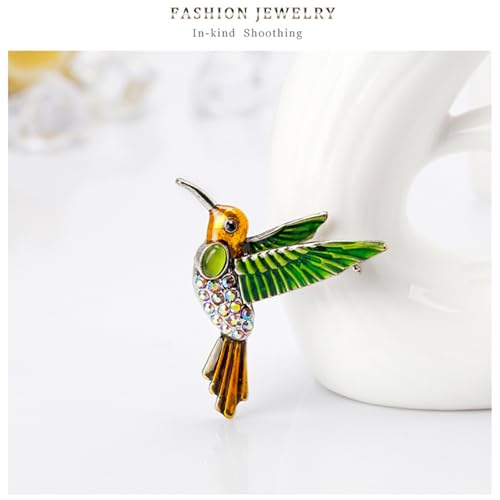 Image of coadipress Colorful Birds Brooch Pins Crystal Rhinestone Branch Bird Brooch Cute Enamel Animal Magpie Hummingbird Pin Fashion Jewelry Accessories Gifts