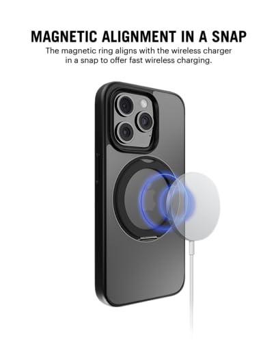 Image of DailyObjects Polycarbonate Case for iPhone 15 Pro Max Compatible with Mag-Safe Wireless Charging,Halo 2.0 with Rotatable Stand Slim Shockproof Back Cover