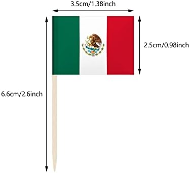 100 Pack Mexico Flag Mexican Toothpick Flags, Cocktail Picks Mini Stick Cupcake Toppers Country Picks Party Decoration Celebration Cocktail Food Bar Cake Flags (Mexico)