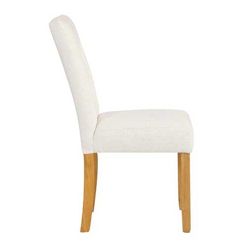 Image of HomePop Button Tufted Fabric Dining Chairs - Ivory Textured Woven (Set of 2)