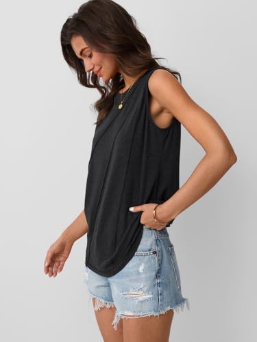 AUTOMET Womens Summer Tank Tops Spring Sleeveless T Shirts Business Casual Dressy Clothes Fashion Trendy Outfits 2025 Black XL - Image 3