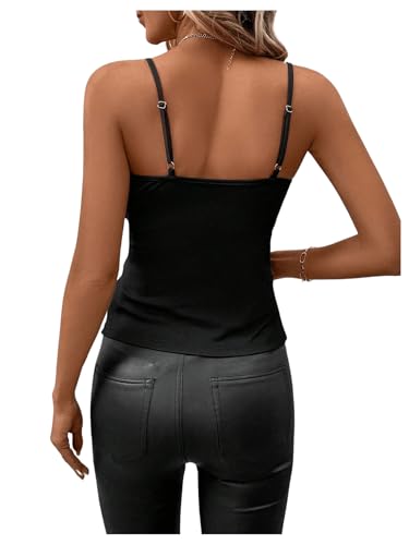 SweatyRocks Women's Twist Wrap V Neck Spaghetti Strap Ruched Camisole Tank Top2