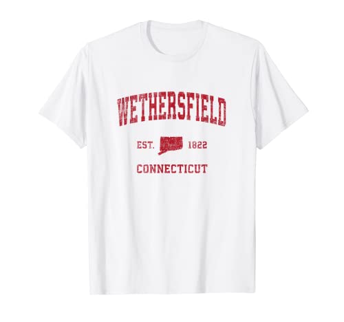 Wethersfield Connecticut CT Diseño deportivo vintage Impresión roja Camiseta