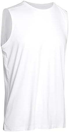 CRZ YOGA Men's Workout Tank Tops Stretchy Quick Dry Sleeveless Running Shirts Athletic Gym Tops White Large
