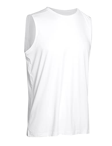 Crz Yoga Men's Workout Tank Tops Stretchy Quick Dry Sleeveless Running Shirts Athletic Gym Tops White Large #TOP27