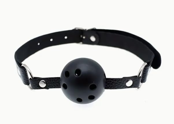 Premium Black Ball Gag Adult - Breathable Silicone Bondage Gag - BDSM Set Adult Toy - Soft Rubber Ball Gag - Ideal Bondage Gear/BDSM Equipment - Perfect for Role Play & Fetish