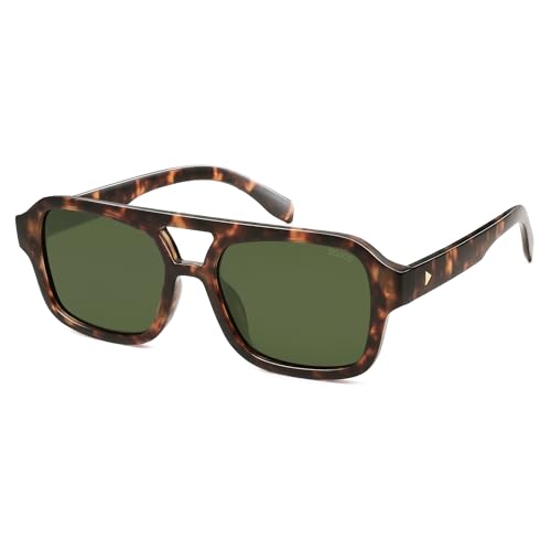 SOJOS Retro Aviator Sunglasses for Womens Mens Polarized Trendy Square Designer Inspired Shades 80s 90s Sun Glasses SJ2342 Multicolor