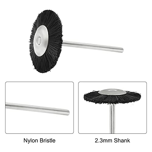 Image of 20Pcs Nylon Bristle Brushes 1 inch (25mm) Dia. Polishing Wheel Brushes with 3 /32 inch Shank, Flat Wire Brushes, Black