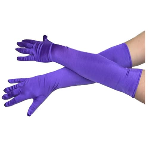 Jokeshop Women's Purple Long Satin Gloves Opera Evening Princess 1920'S Party Fancy Dress Prom (Purple)