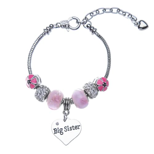 Infinity Collection Big Sister Charm Bracelet - Pink Bracelet for Girl Sisters