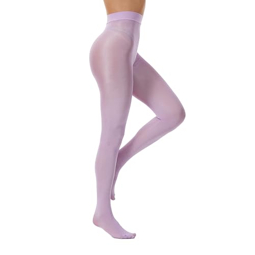 Frola Shimmer Tights for Womens Oil Shiny Glossy Pantyhose Lavender Large-X-Large