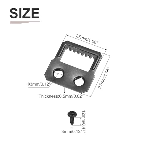 Image of DTGN 27 x 27mm Saw Tooth Picture Hangers Double Hole with Screws - 20Pcs - Good for Hanging Paintings Picture - Frame Hook Photos - Black