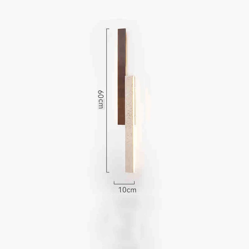 Accesorio de iluminación de pared estilo Wabi-sabi nuevo travertino amarillo moderno largo 60/90/110/130 cm aplique de pared LED piedra dormitorio lámpara de pared interior madera maciza lámpa