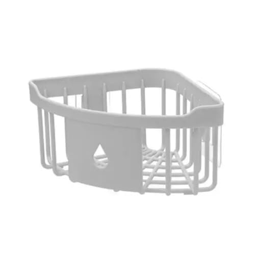König Design Duschablage mit 2 Klebe Haken Duschregal Ecke ohne Bohren Abnehmbar Badezimmer Organizer Wasserdicht und ölbeständiges Duscheckregal für Bad und Küche (Weiß, 1 Stück)