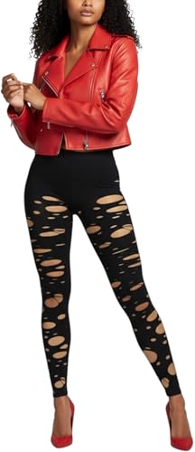 Image of ToBeInStyle Women's Slashed Ripped Shredded Distressed Hosiery Tights Leggings Music Festival