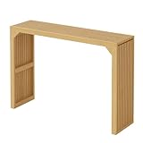 ROOMTEC Narrow Console Tables for Entryway, 46' Solid Wood Console Table Behind Couch, Farmhouse Entryway Table with Storage, Console Tables for Living Room, Hallway, Foyer (Nature, Console Table)