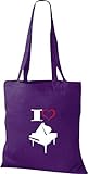  Shirtstown Pochette en tissu Musique I Love ailes Concert Piano - Violet - lilas,