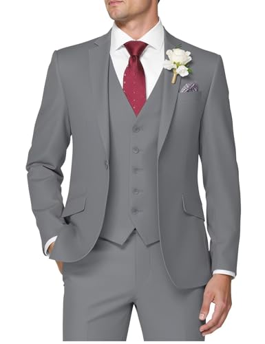 Mens Tuxedo Suit Set 3 Pieces Suits for Men Regular Men's Costume One Button Blazer Vest Pants