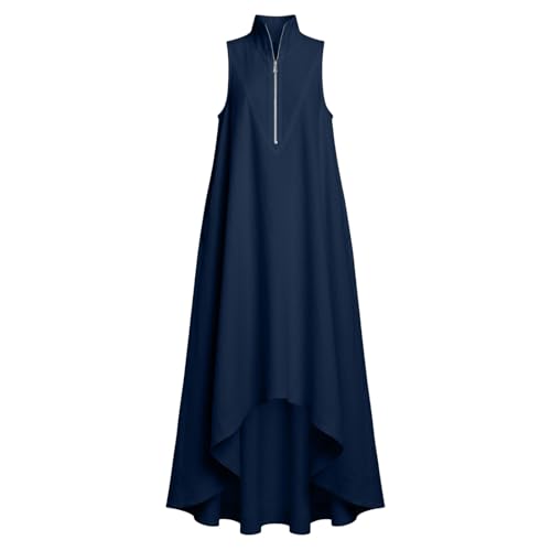 Robe d'été en lin anti-chaleur fermeture éclair coupe mi-longue - 4