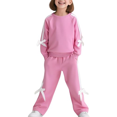 Image of 2025 Girls Sweatsuit Set Cute Hooded Sweatshirt & Jogger Pants with Pocket Casual Outfuts Set