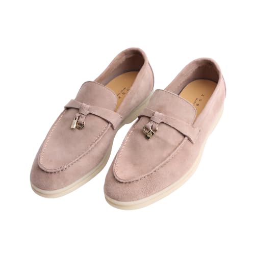 Image of Women's Summer Charms Suede Loafers - Premium Sheepskin Unlined Upper,Classic or Styles with Metal Detail for Casual, Office, Travel & All Day Wear