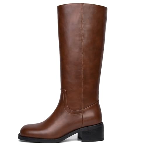 Best Linings for All-Season Boots: Your Ultimate Guide 15 SUIARA Brown Knee High Boots Women Square Toe Chunky Block Heel Wide Calf Riding Long Tall Boots Comfortable Low Heel Campus Boot