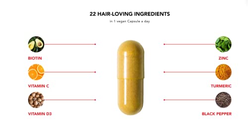 Hairtamin Advanced Hair Vitamins For Women & Men | All Natural Vegan 5000 Mcg Biotin Capsules Hair Vitamin Supplement | Hair Skin And Nail Vitamins To Promote Hair Growth & Thickness | 30 Hair Pills #TOP4