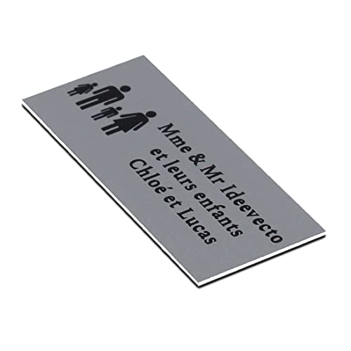 Plaque Boite Aux Lettres Aluminium Naturel Personnalisable Adhésive - Dimension 80x35mm - Epaisseur 1mm - Résistant Aux Intempéries et UV - Léger et Facile à Poser - Pas En Plastique