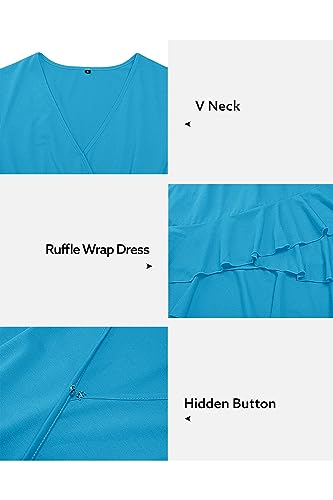 Image of ULTRANICE Womens Summer Dresses Floral V Neck Ruffled Hem Spaghetti Spring Casual Beach Outfits Flowy Wrap Sun Dress